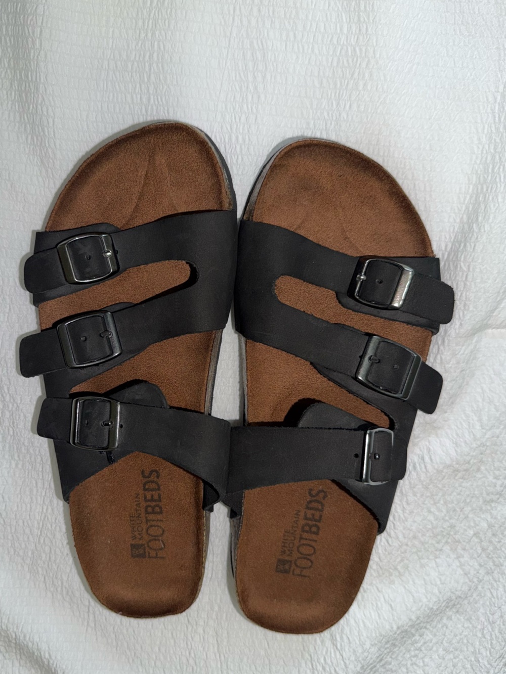 Black Triple-Strap White Mountain Footbed Sandals